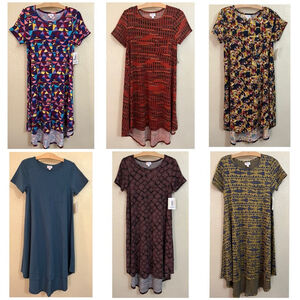 6 NWT Lularoe Carly Dress Lot Women’s XS Pocket on Chest Short Sleeve